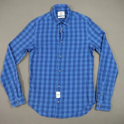 Zara 1975 Shirt Mens Small Blue Button Up Checks Long Sleeve Casual New • $13.49