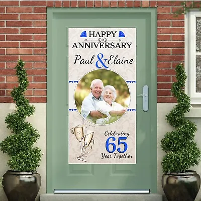 £18.95 • Buy Personalised 65th Sapphire Wedding Anniversary Large Door Wall Banner N27  