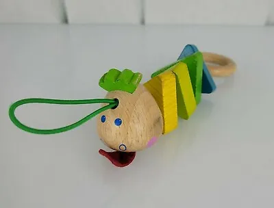 Haba Wood Wooden Baby Infant Pull String Grasping Toy Dragon Worm Caterpillar • $13.59