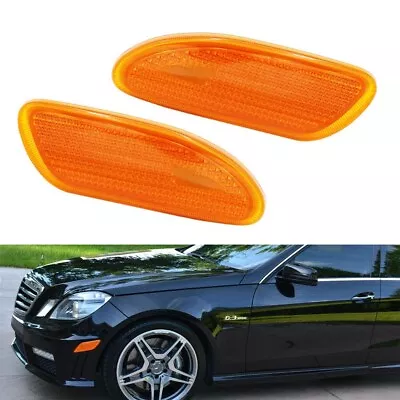 Pair Amber Lens Front Side Marker Lamps Housings For 01-07 Mercedes W203 C-Class • $14.99