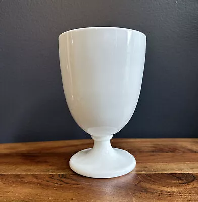 Vintage White Milk Glass Heavy Wine Glass Goblet Chalice Fenton 6 3/8” Tall • $10.85