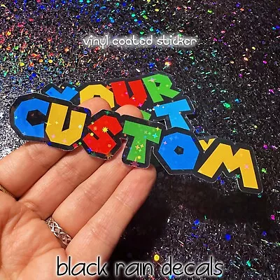 Custom Mario Bros Kart Font Holographic Name Sticker - Personalized Sticker • $3.95