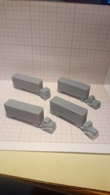 $39 • Buy Z Scale Train Miniature  2x Piggy-back Trailer 35 FT + 2X Semi-truck  1940/50's