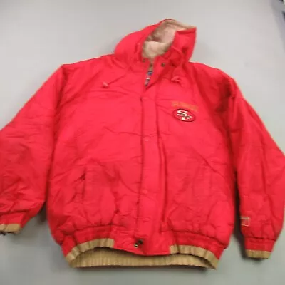 San Francisco 49ers Coat Mens Large Vintage Logo 7 Red Hooded NFL Gameday • $58.97