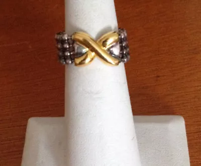 Milor Italy Flex Sterling Silver & Gold X - Ring Size 6 • $28