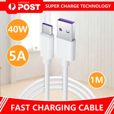 $3.99 • Buy USB To C-Type Charger Cable 5A Fast Charging Lead Data Cable For Samsung Huawei