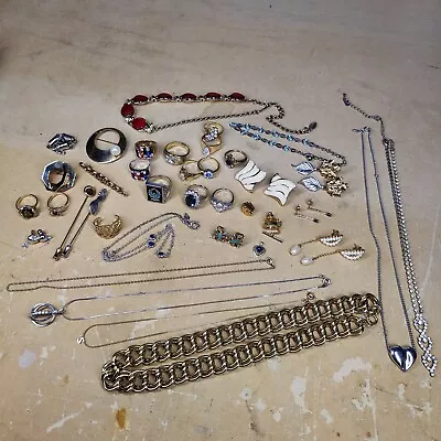 35 Piece Costume Jewelry Lot Avon Sarah Coventry Necklace Rings Brooch Earrings • $80.99