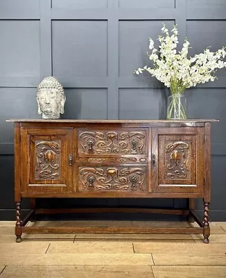 Antique Oak Sideboard / Drinks Cabinet / Oak Double Cupboard /  Dresser Base • £418.50