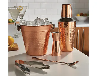 5 Pcs Copper Cocktail Shaker Gift Set Mixer Making Home Bar Kit Accessories New • £14.95