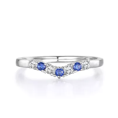 £13.95 • Buy Ladies Solid Sterling 925 Silver Tanzanite & White Sapphire Wishbone Ring