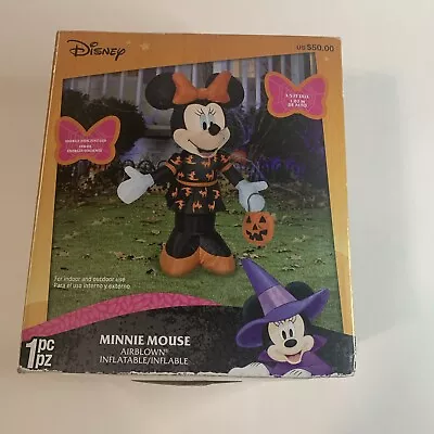 Gemmy Inc Halloween Disney 3.5 Ft Minnie Mouse W/Pumpkin Lighted Yard Airblown • $70