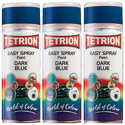 3x Easy Spray Paint Dark Blue Aerosol For Use On Wood Ceramic Metal MDF 400ML • £24.99