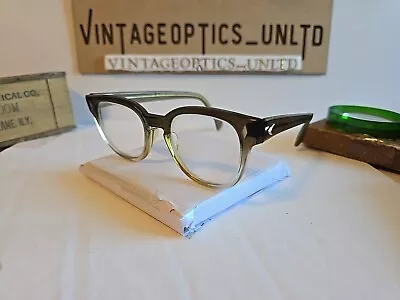 Bausch N Lomb Vintage Two Tone Diamond Studded Hybred Eyeglasses Frame • $69.99