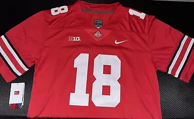 Marvin Harrison Jr Ohio State OSU Red Jersey Buckeyes Stitched 18 All Sizes NWT • $82.90