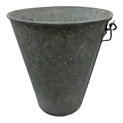 Large Antique Galvanized Bucket 12” Tall X 10” Great Rustic Planter Or Display • £34.72
