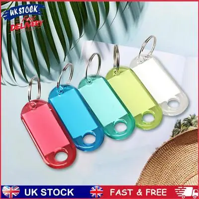 60PCS Luggage ID Bag 5 Assorted Colors Plastic Key Labels With Strong Split Ring • £7.39