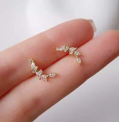 1.20 Ct Marquise Cut Simulated Diamond Women Stud Earring 14k Yellow Gold Plated • $14.99