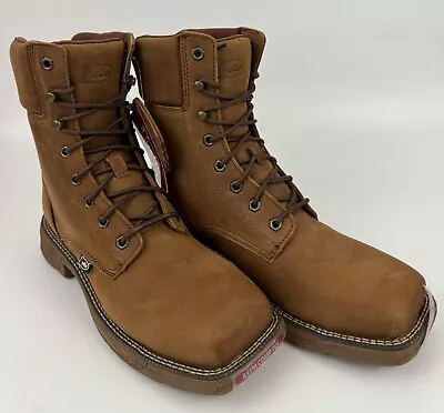 NEW Justin 8  Waterproof Square Nano Composite Work Boot 10D Brown Cowhide Men’s • $179.90