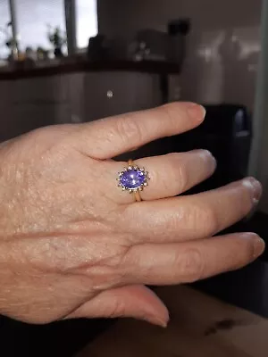 14K YG AAA Tanzanite & Diamond Ring • £600