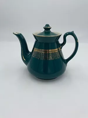 Vintage Hall 6 Cup Teapot 080X Green And Gold • $20