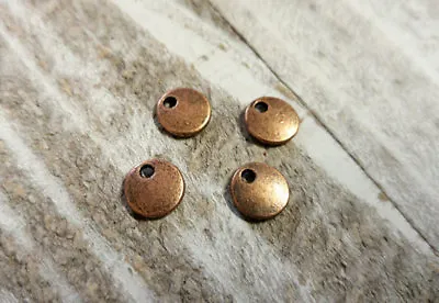 10 Metal Stamping Blanks Circle Charms Antiqued Copper Pendants 8mm • $2.95