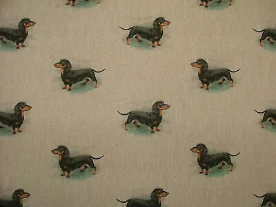 £2.99 • Buy Sausage Dog Dachshund Cotton Rich Linen Fabric Curtain Cushion Upholstery Blinds