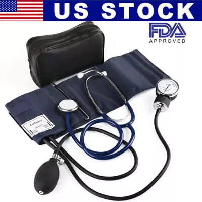 Professional Manual Blood Pressure Cuff Aneroid Sphygmomanometer W/ Stethoscope • $16.10