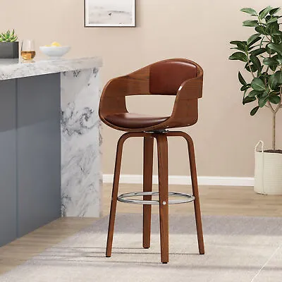 Soledad Mid-Century Modern Upholstered Swivel Barstool • $61.79