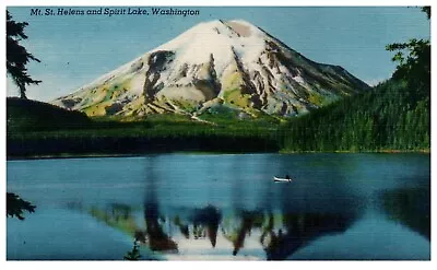 Mt. St. Helens Spirit Lake Washington State Linen Postcard Unposted C.1940 • $3.99