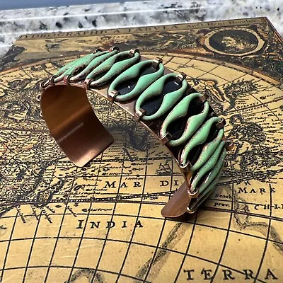 Gorgeous Vintage Matisse Enamel And Copper Cuff Bracelet • $67.50