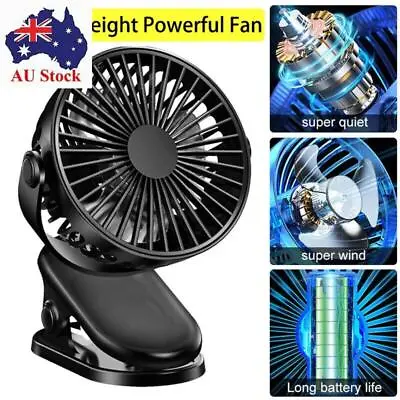 $18.90 • Buy Cooling Clip On Fan Portable USB Rechargeable Fan Mini Desk Fan  Baby Stroller