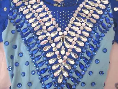 $255 • Buy 1950s VINTAGE CABARET CIRCUS HAND SEWN LEOTARD COSTUME W/GLASS CRYSTALS & CYLON