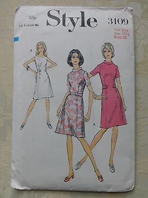 Style Dress Pattern 3109 - 60s - 12 1/2 (half Size) • £6