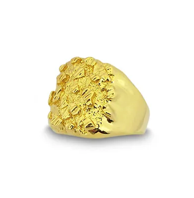 Solid 24K Yellow Gold Extra Large Diamond Cut Mens Nugget Ring Size 5 - 11 • $1169