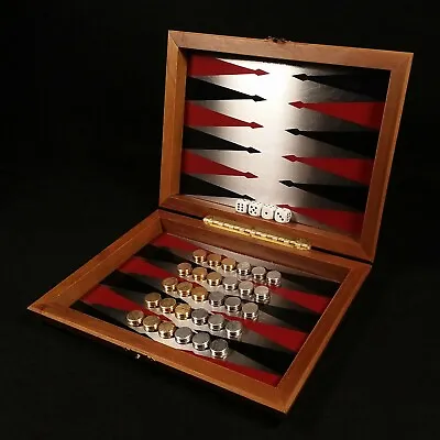 Dal Negro Travel Portable Backgammon - Wooden Case W/ Metal Magnetic Checkers • $49.95