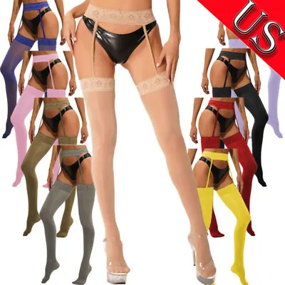 US Women's Suspender Tights Glossy Stockings Crotchless Pantyhose Garter-Belt • $6.43
