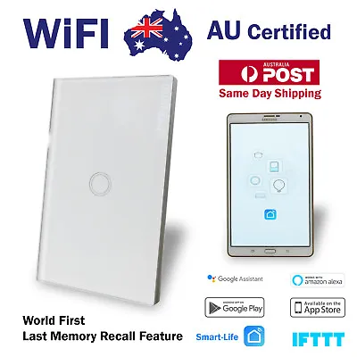 $40.60 • Buy Smart WIFI Wall Light Switch Touch Home Automation 1 Gang Google, Alexa, Voice