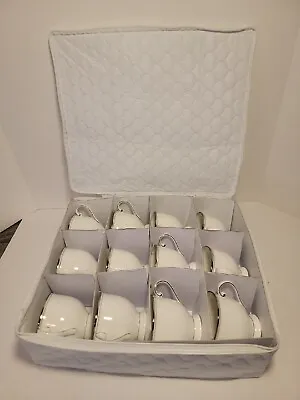 Set Of 12 Mikasa Bone China AK08 Gothic Platinum Tea Cups • $89.99