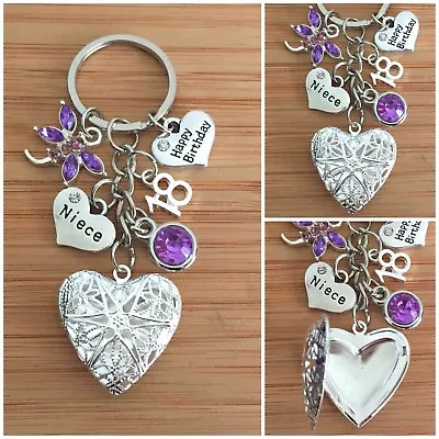 Happy Birthday Locket Keyring - Gift For Mum Daughter Friend 18th 21st 30th 40th • £6.99