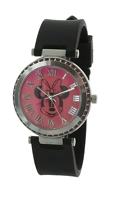 Ladies Casual DISNEY Minnie Mouse Watch Black Rubber Band Pink Dial MN1708JC • $14.99