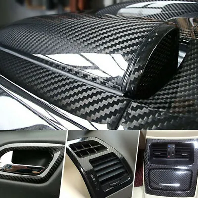 7D Super Gloss Carbon Fiber Vinyl Film Wrap Bubble Free Air Release Premium • $16.99