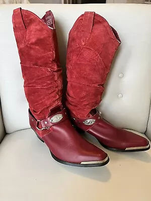 Oak Tree Farms Red Suede Western Leather Cowgirl Cowboy Women’s Boots Size 40 9 • $45