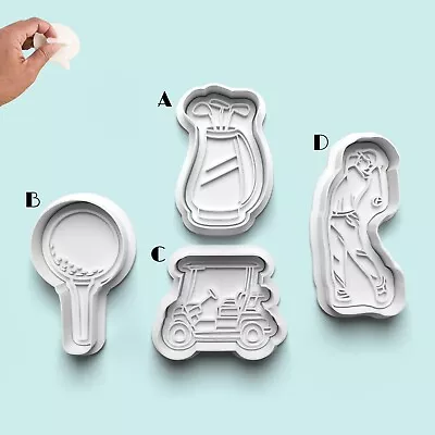 $8.99 • Buy Cute Golf Cart Ball Putter Driver Cookie Fondant Cutter Embosser + Handle