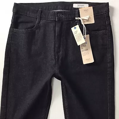 BNWT Ladies M & S SKINNY Mid Rise Black Faded Jeans Size 10 R (188B) • £21.99