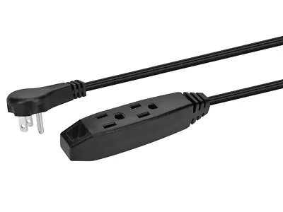 Monoprice Flat Plug Household Extension Cord 6 Feet Black 16AWG 13A ETL 3-Prong • $8.98