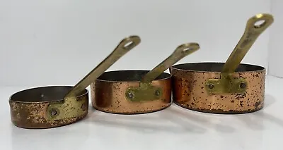 Vintage Copper & Brass Measuring Cups W/ Spouts Set 1/4 3/4 1 Cup • $14