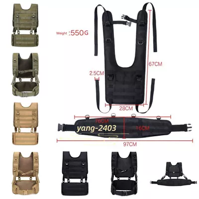 H-Harness Tactical Shoulder Waist Belt Suspenders Hunting Molle Vest Chest Rig • $36.87