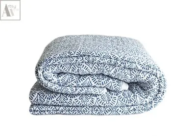 Indien Block Print Quilt Cotton Kantha Quilt Bedspread Summer Blanket AH#068 • £19.49