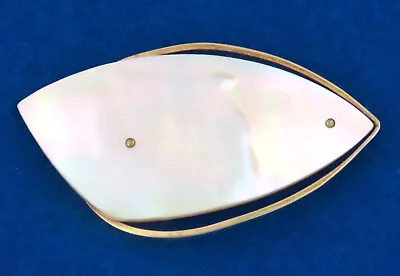 * GERMANY - GES GESCH - LARGE VINTAGE MOTHER Of PEARL On BRASS PIN / BROOCH • $9.99