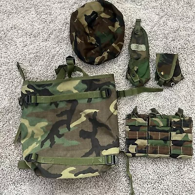 Lot M81 Woodland Gear 1 Pasgt Cover 2 Molle Frag Pouch 1 Molle 3 Mag Radio Pouch • $45